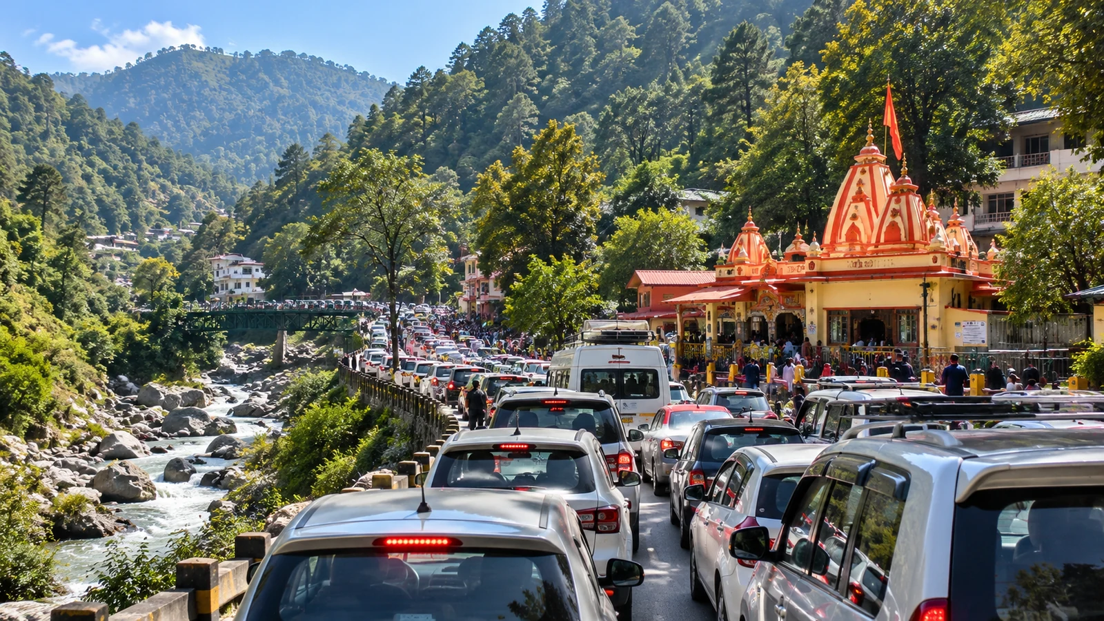 Heavy Crowd of Devotees at Kainchi Dham, 2-Km-Long Traffic Jam Reported — photo 1